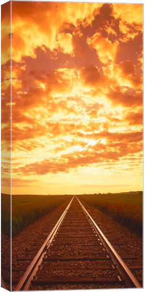 Sunrise Over Railway Panoramic Canvas Print by Dave Reede