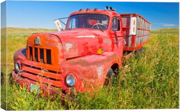 old red farm truck Canvas Print by Dave Reede