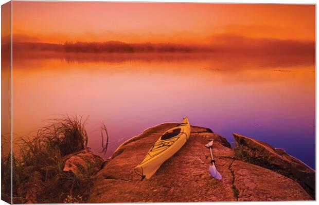 kayak, Bunny Lake Canvas Print by Dave Reede