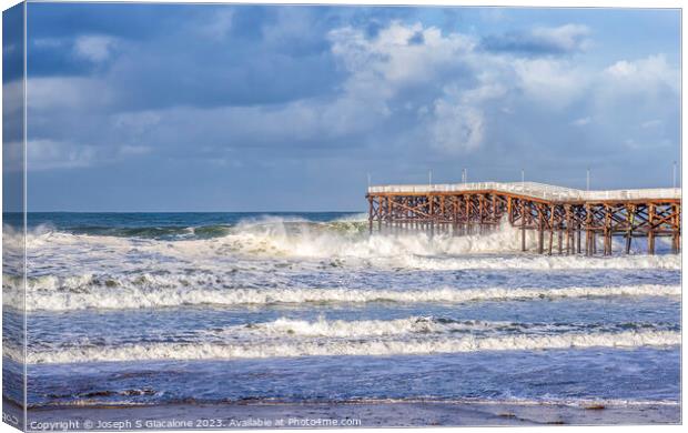 Winter Surf At Crystal Pier Canvas Print by Joseph S Giacalone