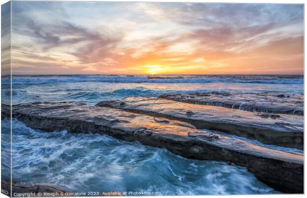 Sea Stone Sunset  Canvas Print by Joseph S Giacalone