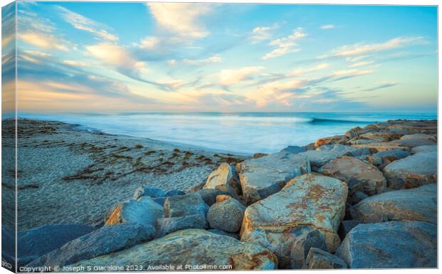 Intersection of Beach and Jetty - Carlsbad, California Canvas Print by Joseph S Giacalone