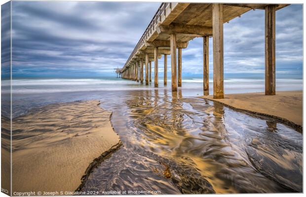 Flowing By Scripps Pier Canvas Print by Joseph S Giacalone