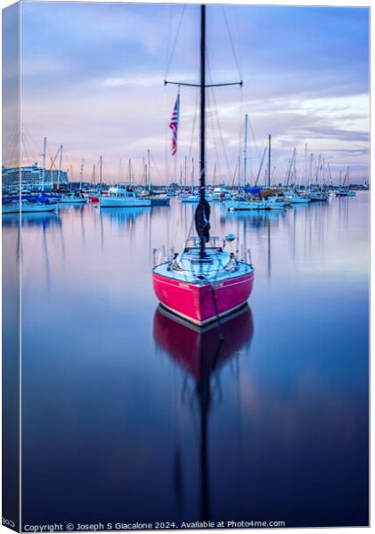 Red Boat - San Diego Harbor Canvas Print by Joseph S Giacalone