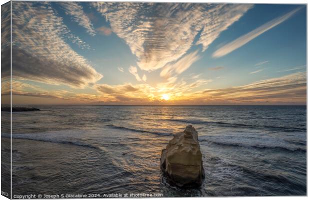 Ruffled Clouds Sunset - San Diego Coast Canvas Print by Joseph S Giacalone