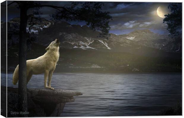 White Wolf Howling Canvas Print by Dejan Travica