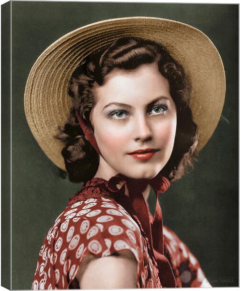 Ava Gardner with a straw hat as a teenage girl 1939. Canvas Print by Dejan Travica