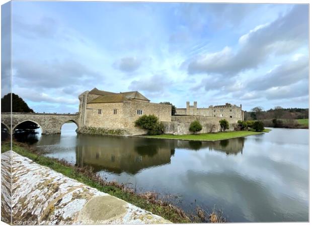 Reflections on Leeds Castle, Kent Canvas Print by Fiona Smallcorn