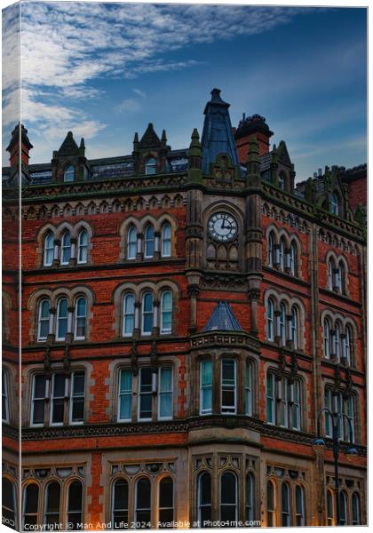 Victorian architecture building against a dusk sky in Leeds, UK. Canvas Print by Man And Life