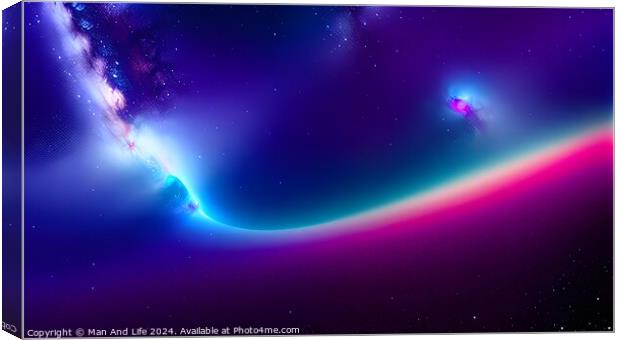 Vibrant cosmic background with nebulae, stars, and colorful light spectrum, suitable for space-themed designs and wallpapers. Canvas Print by Man And Life