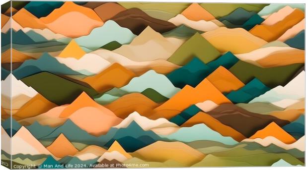 Abstract colorful mountain landscape pattern with geometric shapes. Canvas Print by Man And Life