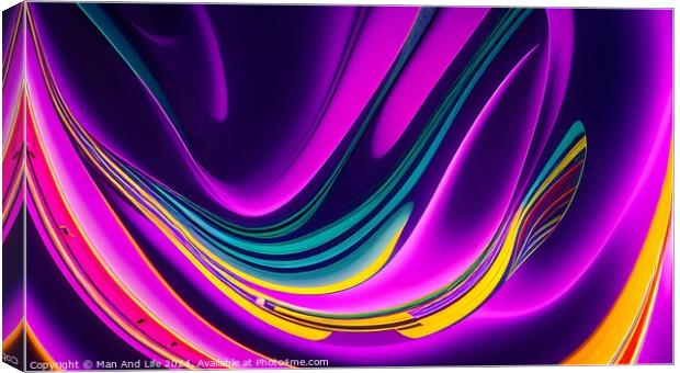 Vibrant abstract swirls with a neon color gradient, suitable for modern background or wallpaper design. Canvas Print by Man And Life