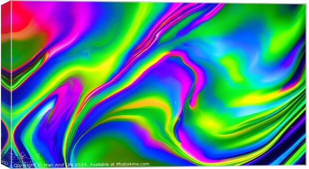 Vibrant abstract holographic background with fluid colors and neon swirls. Canvas Print by Man And Life