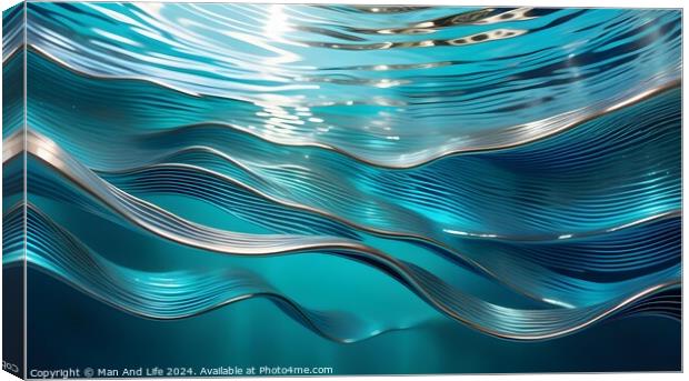 Abstract blue water waves pattern with light reflections. Canvas Print by Man And Life