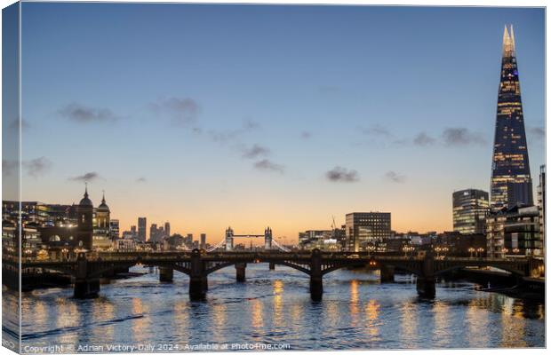 River Thames, London at Sunrise  Canvas Print by Adrian Victory-Daly