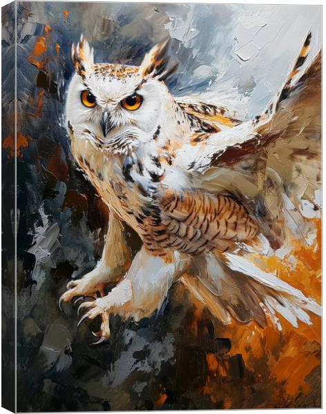 Owl oil painting  Canvas Print by Steve Ditheridge