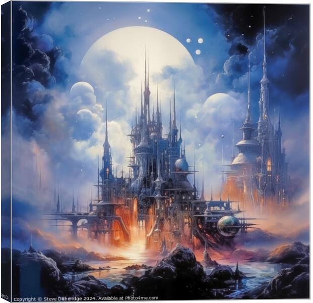 Sci-fi Capital city Canvas Print by Steve Ditheridge