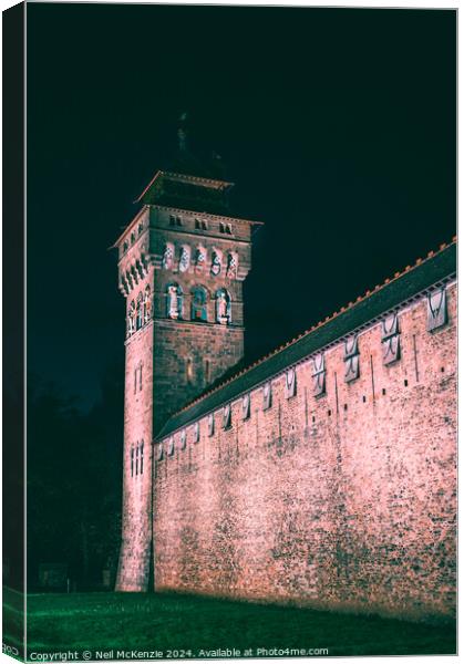 Cardiff castle at night  Canvas Print by Neil McKenzie