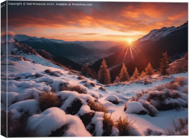 Sunrise in the snow Canvas Print by Neil McKenzie