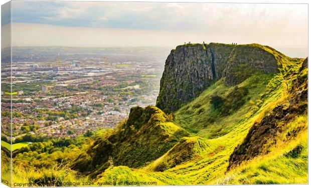 Cavehill and Belfast City Canvas Print by ANDY MORROW