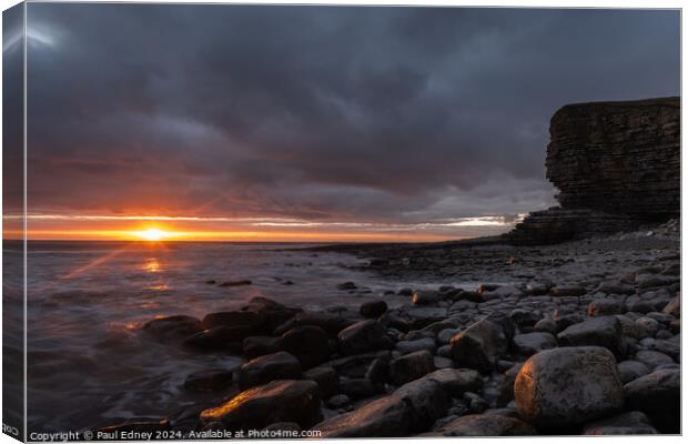 Sunset at Nash Point, South Wales, UK Canvas Print by Paul Edney