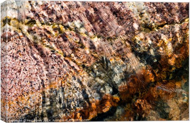 Abstract water over coloured rocks Canvas Print by Paul Edney