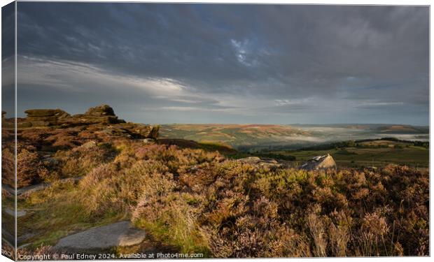 Sunrise at Over Owler Tor, Peak District Canvas Print by Paul Edney