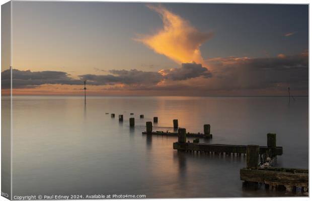 Hunstanton seafront golden clouds at sunset Canvas Print by Paul Edney