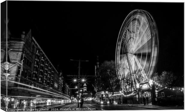 Edinburgh Princes St.  Xmas market B&W Canvas Print by Shots by j0kster 