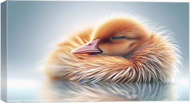 A young duckling taking a nap. Canvas Print by Stephen Hippisley
