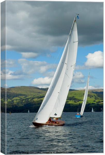 Windermere 17ft Class yacht racing in the Lake District. Canvas Print by Phil Brown