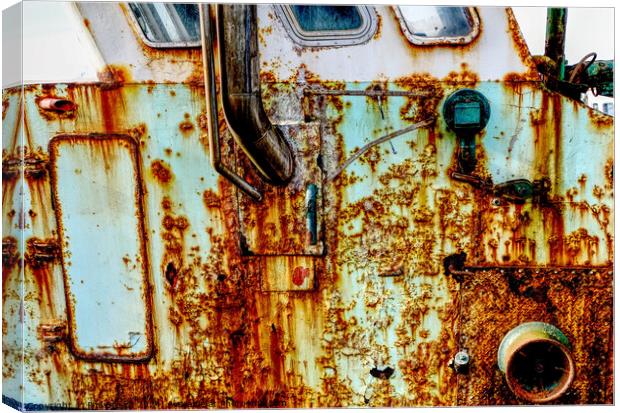 very rusty trawler in Maryport harbour. Canvas Print by Phil Brown