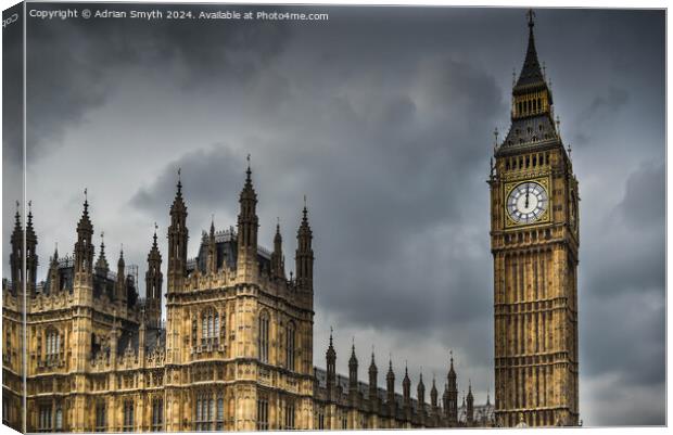The houses of parliament  Canvas Print by Adrian Smyth