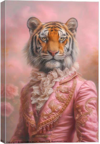 Pink Tiger Portrait Canvas Print by Kia Collins