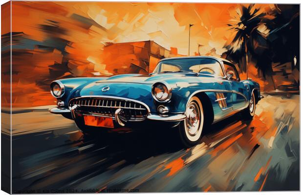 Blue Corvette Canvas Print by Kia Collins