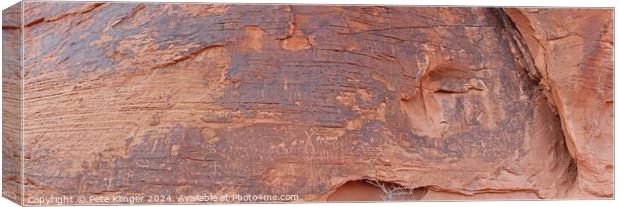 Valley of Fire Petroglyphs Wide Wall red sandstone Canvas Print by Pete Klinger