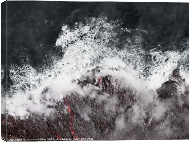 Kilauea Volcano Eruption Ocean Entry Aerial View Canvas Print by FocusArt Flow
