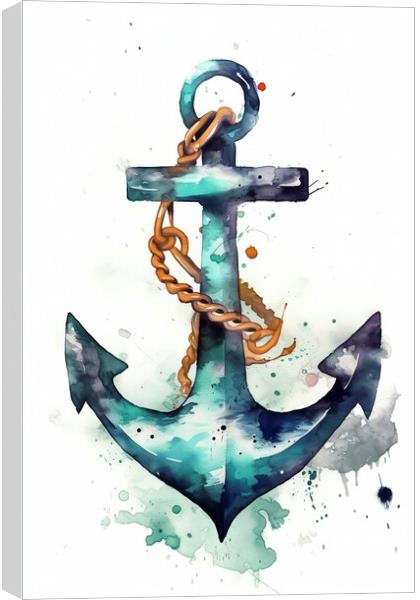 Anchor watercolor painting Canvas Print by Mirjana Bogicevic