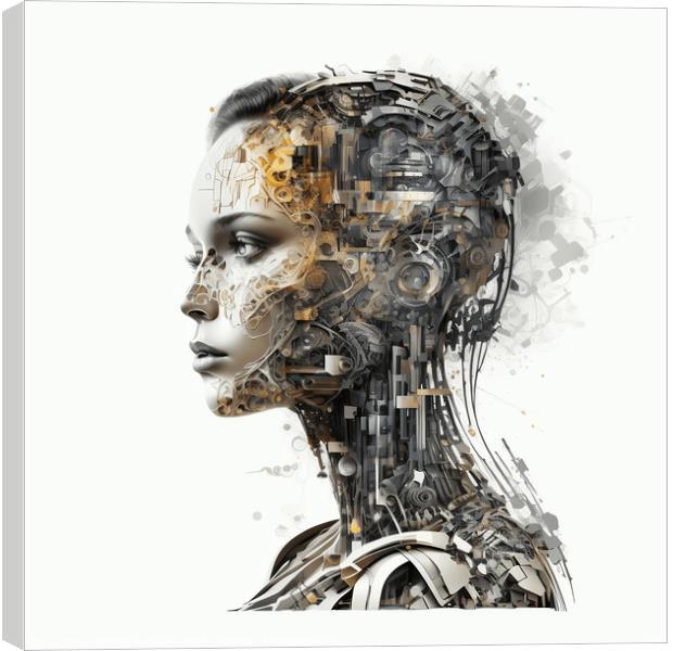 Artificial intelligence in humanoid head Canvas Print by Mirjana Bogicevic