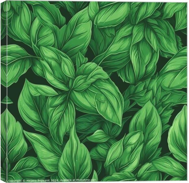 Basil leaves seamless pattern Canvas Print by Mirjana Bogicevic