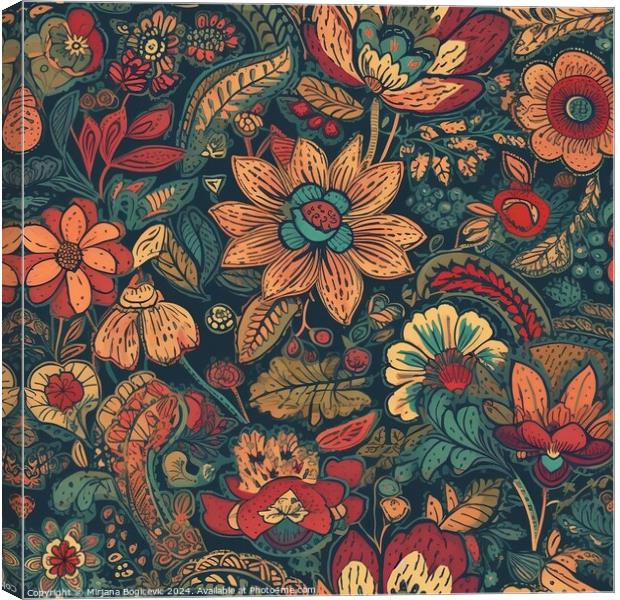 Beautiful bohemian flower seamless pattern Canvas Print by Mirjana Bogicevic