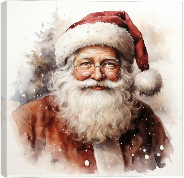 Vintage watercolor style Santa Claus, created with generative AI Canvas Print by Mirjana Bogicevic