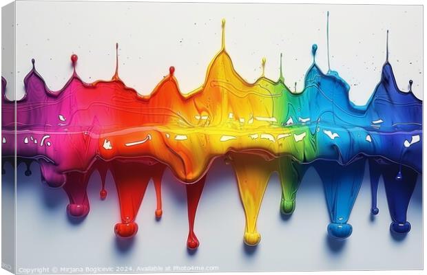 Whimsical dance of rainbow drops Canvas Print by Mirjana Bogicevic