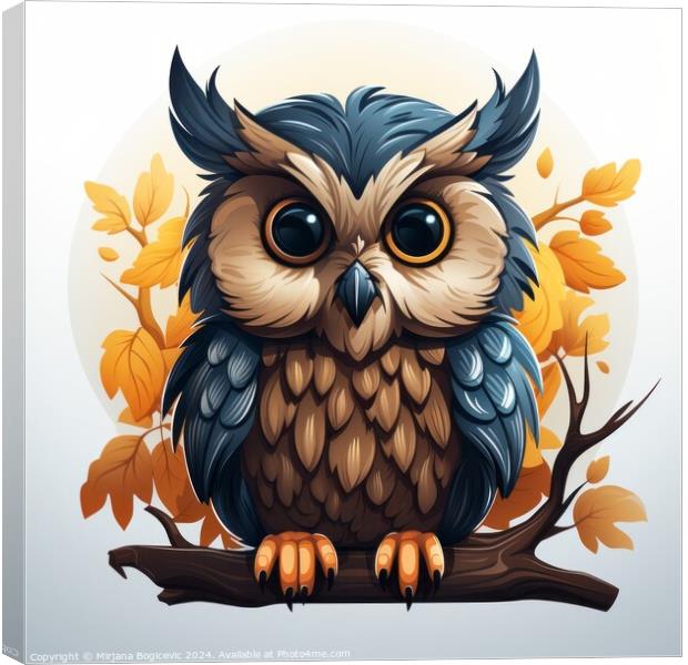 Owl on white background Canvas Print by Mirjana Bogicevic