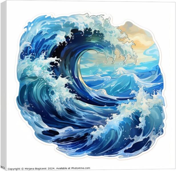 Blue wave sticker on white background Canvas Print by Mirjana Bogicevic
