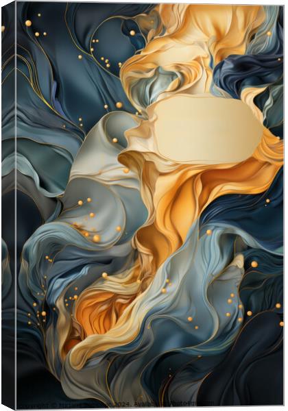 Abstract Painting With Gold and Blue Colors Canvas Print by Mirjana Bogicevic