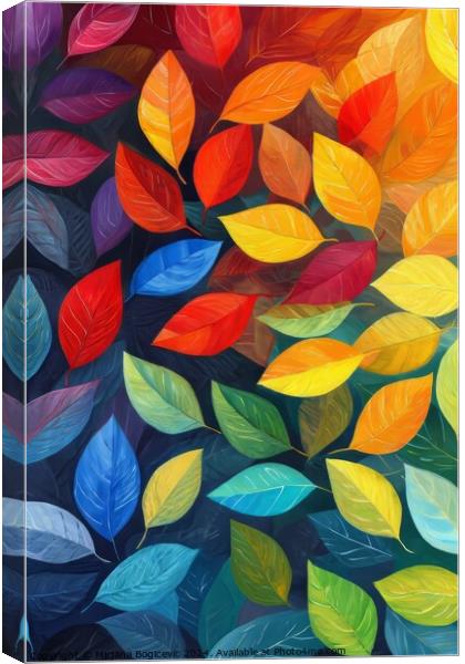 Vibrant Mosaic of Multicolored Autumn Leaves Canvas Print by Mirjana Bogicevic