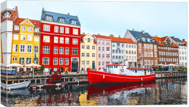 Quayside in Nyhavn in Copenhagen Canvas Print by Dark Blue Star