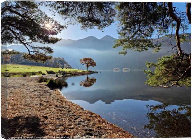 Sunrise on Crummock Water  Canvas Print by Paul Campbell