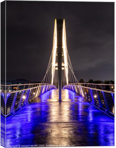 Stockton Infinity Bridge over river Tees Canvas Print by Edward Bilcliffe